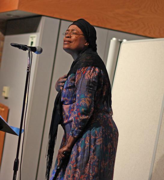 Photo by Amy Price | Professor Naomi Stokes-Wesson reads Sojourner Truth's "Ain't I A Woman" during the African-American Read-in