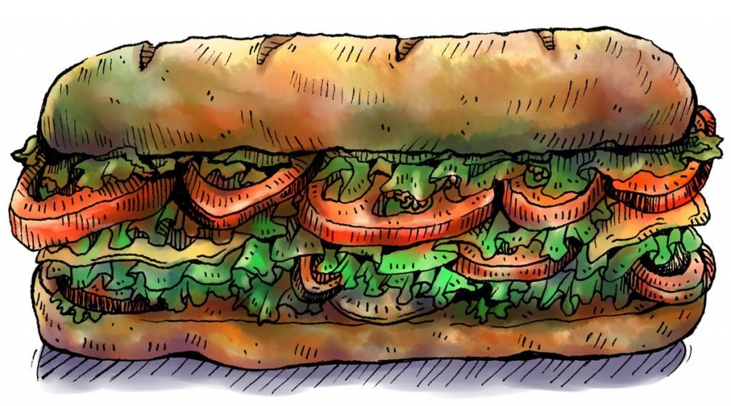 subway sandwich drawing