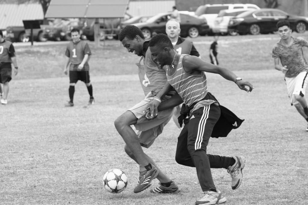 Photos by Brigitte Zumaya | Martins Okpulor eludes  defender Samuel Osazemen Omoregie in a friendly match.