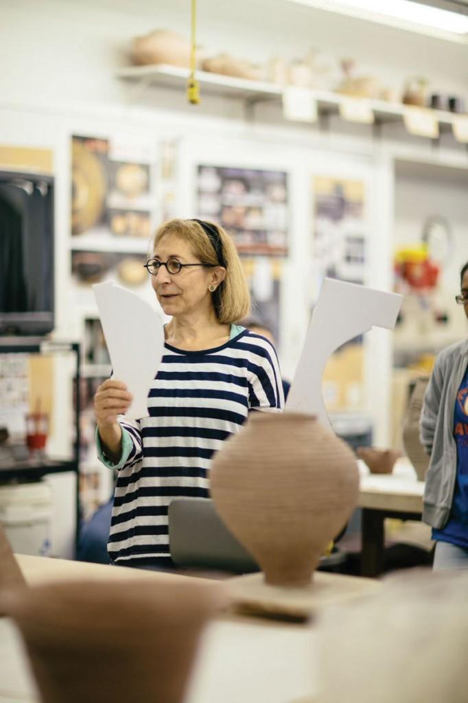 Photos by Kathy Tran | Lisa Ehrich, chair of Brookhaven’s School of the Arts and ceramics professor, demonstrates the principles of form to her class.