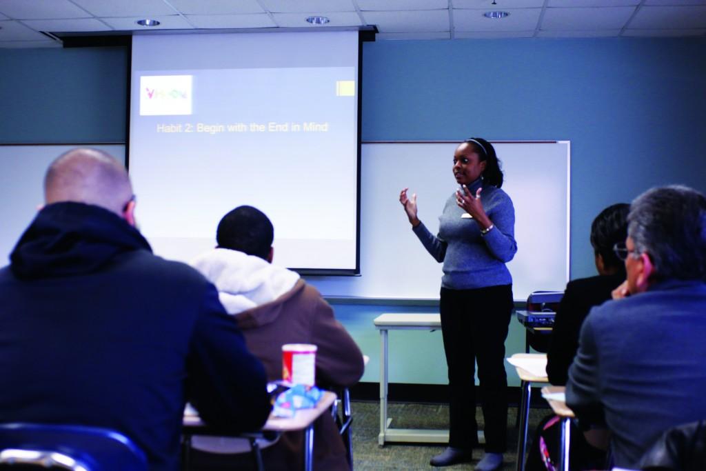 Photo by Evan Henry | Brookhaven counselor Rhonda Dalrymple discusses the second habit from Stephen R. Covey’s book, “Seven Habits of Highly Effective People.”