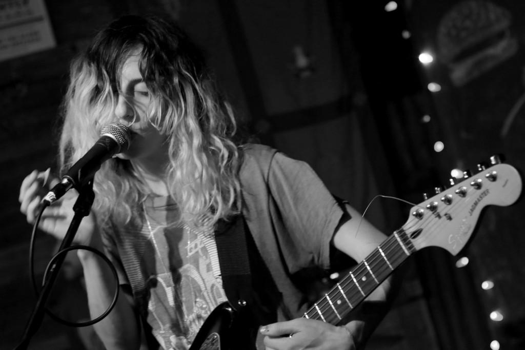 Evan Henry | Music Editor Laena Geronimo of Feels performs at Lolipop Records’ Love at First Bite 2 at the Whip In in Austin.