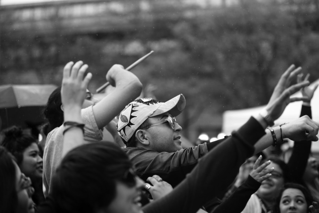 Maddox Price | Chief Layout Editor A concertgoer catches a tossed drumstick at the Waterloo Records concert at South By Southwest in Austin March 21.
