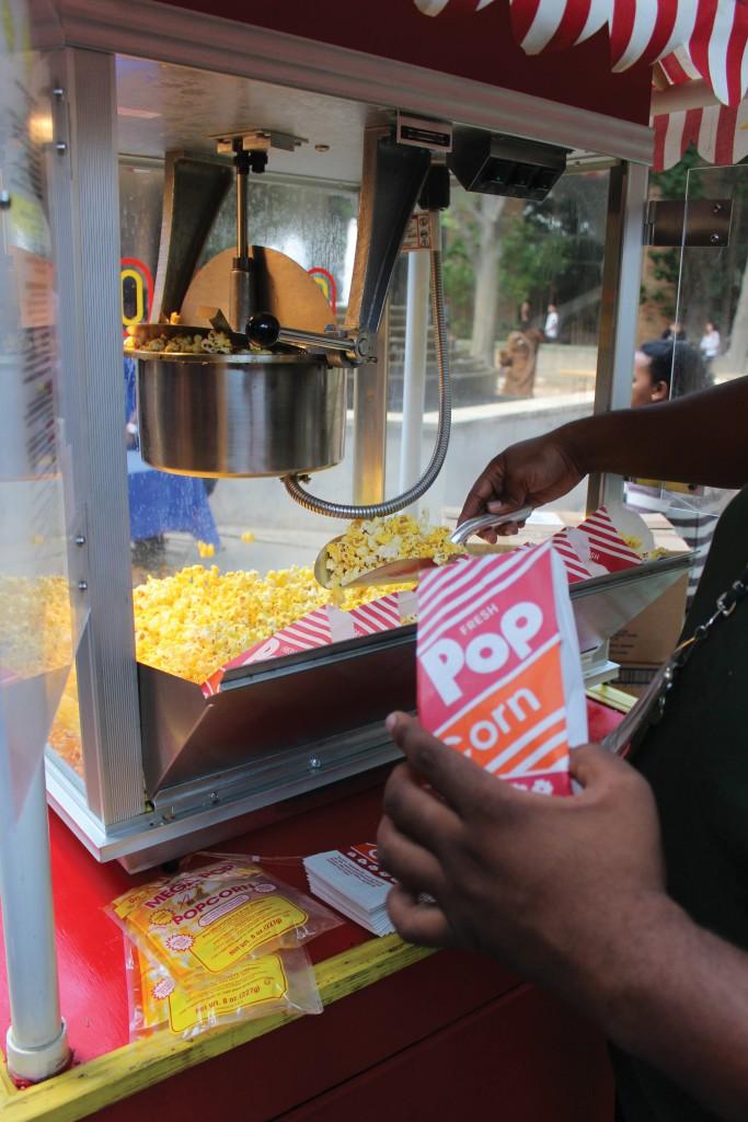 The Office of Student Life provides free popcorn to partygoers. 