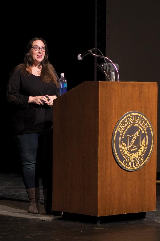 Photo by Ravin Lee Dr. Jacqueline DeMeritt addresses audience members attending the Institute of Political Science’s lecture Sept. 17.