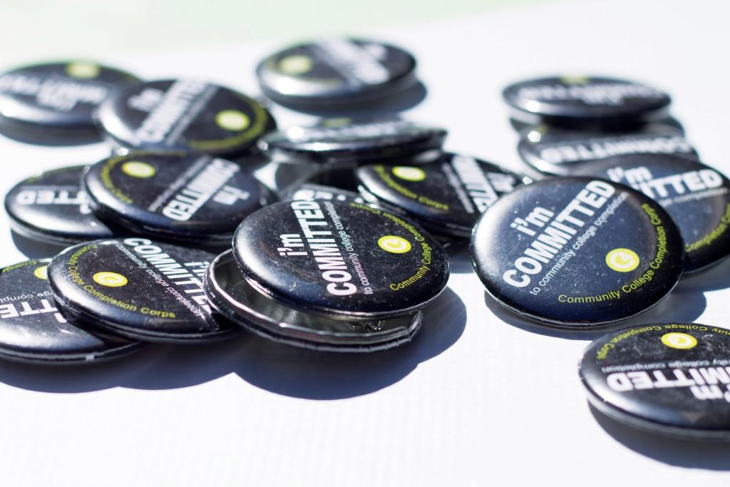 These buttons were some of the giveaways offered to students as part of the Commit to Complete event Oct. 14-15. 