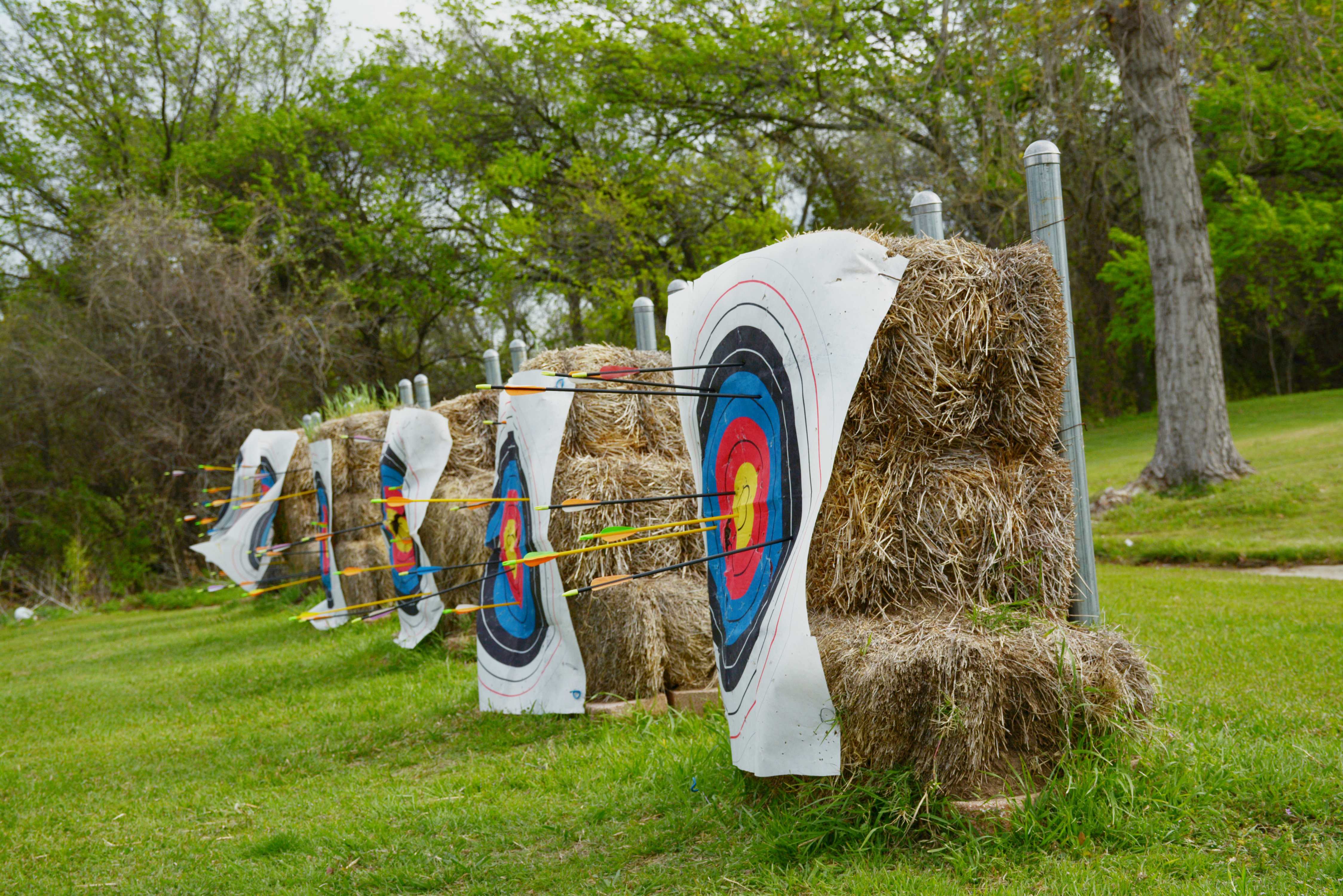Gregorio Hernandez, Brookhaven College physical education instructor, gives his archery class a challenge – each student must shoot once per target, and the class total must beat 150 points. The class scored 175 points.