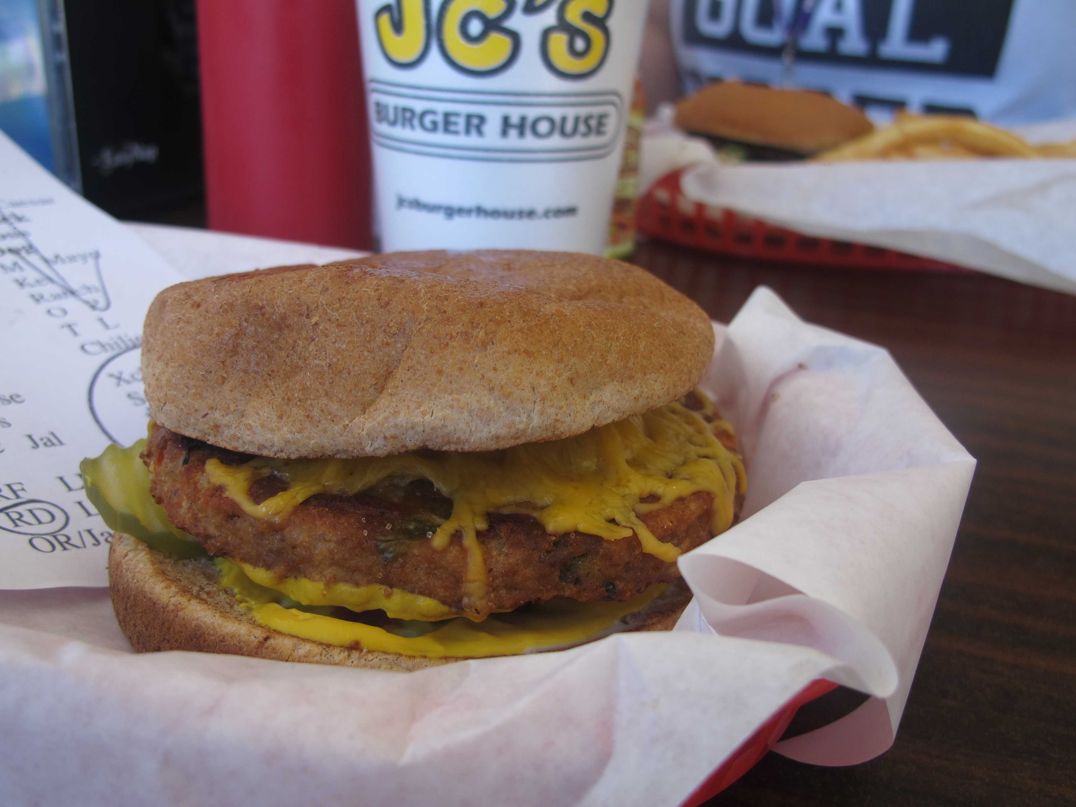 JC’s offers meatless options as well, such as the veggie burger, which can be smothered in cheese.