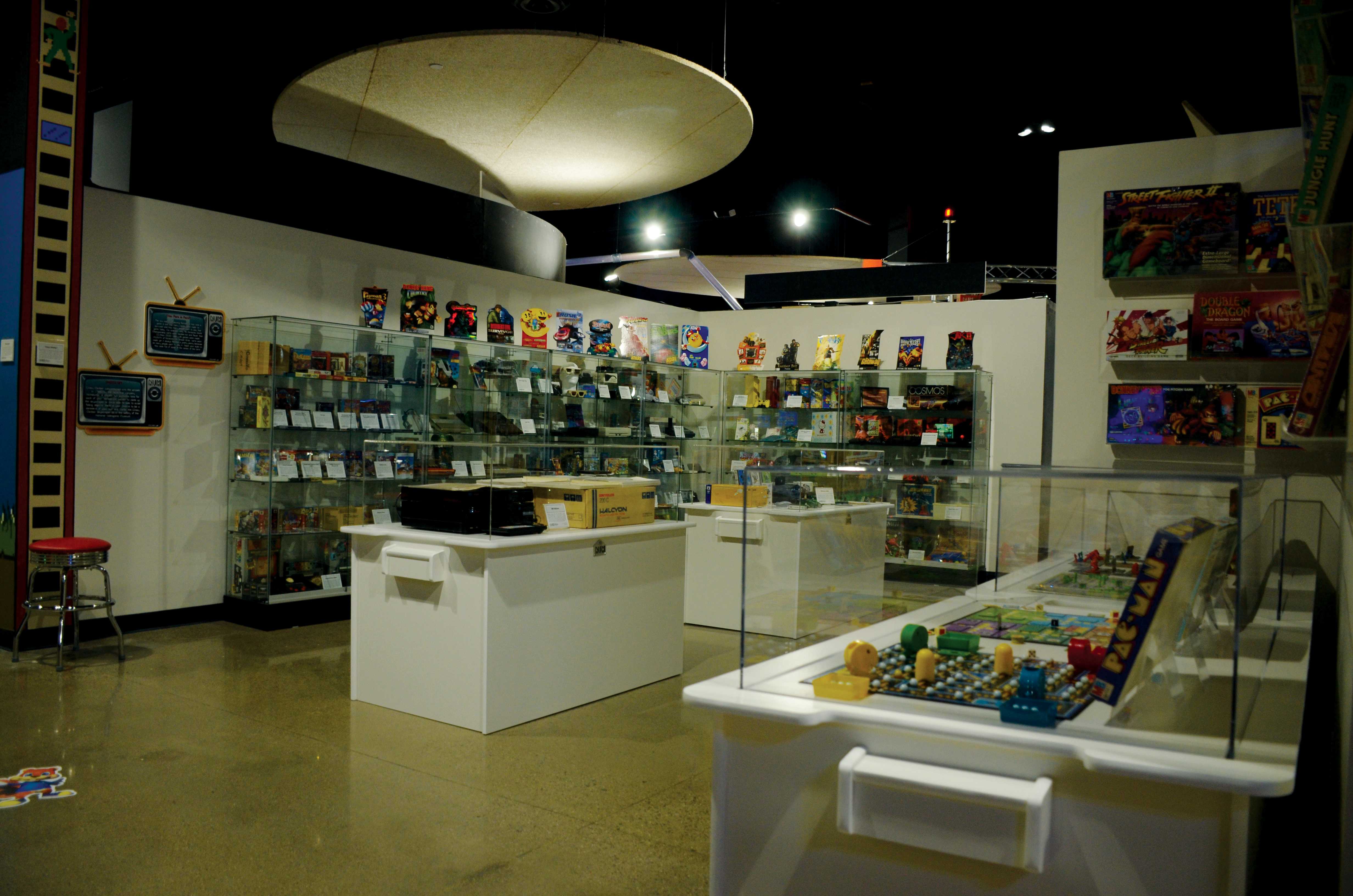 Video game memorabilia lines the walls of the museum.
