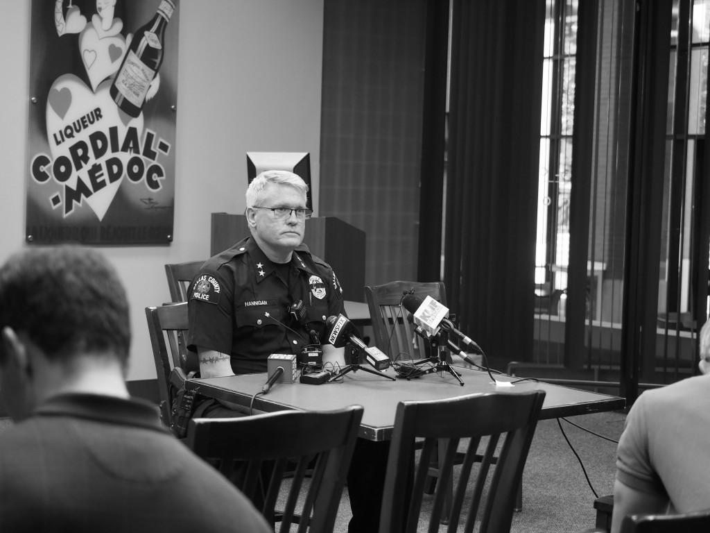 Photos by Jubenal Aguilar El Centro Police Chief Joseph Hannigan gives a press conference to explain what happened inside the campus July 7.