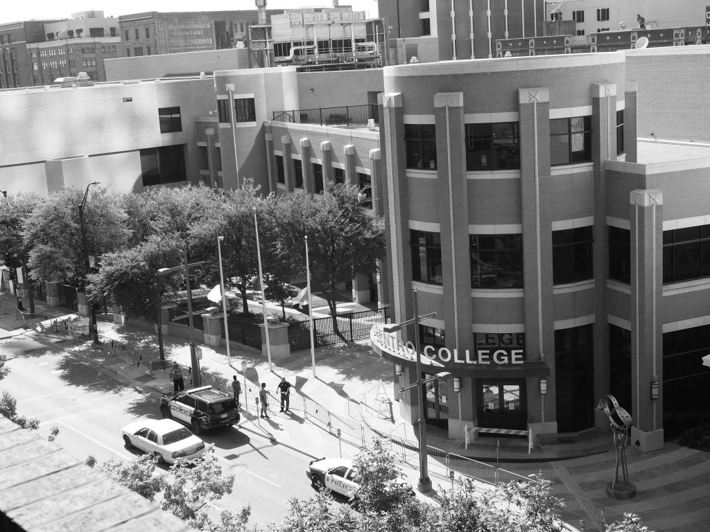 Photos by Jubenal Aguilar El Centro College remains closed July 19 while repairs continue inside the campus after Micah Johnson was killed by Dallas police inside the building.