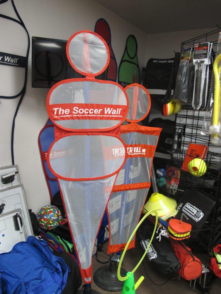 The Soccer Wall mimics players lining up when a shooter takes a kick at the goal during practice drills.