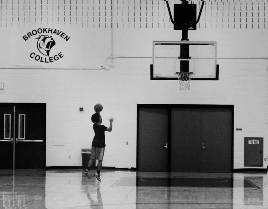 Photo by Diamond Victoria Kevin Mohair, point guard for the Brookhaven College Bears basketball team, practices in the gym on Sept. 28.