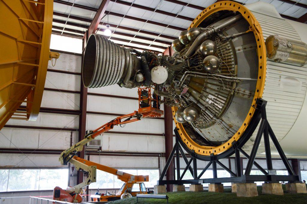 Photo by Taylor Starnes A retired Saturn V Rocket on permanent display at Rocket Park in NASA’s Johnson Space Center in Houston.