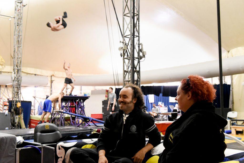 <strong>Photo by Rosa Poetschke |</strong> Gabriella Argento (right) and Thiago Andreuccetti are the two clowns of Cirque du Soleil’s 