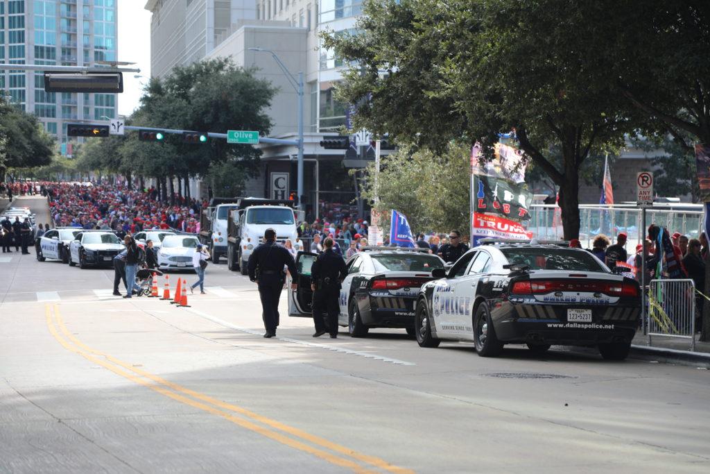 Photos by Jacob Vaughn | Thousands of people line up to attend President Donald Trump’s Dallas rally Oct. 17 at American Airlines Center.