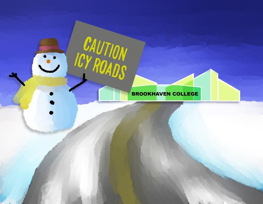 <strong>Illustration by Eriana Ruiz |</strong> Brookhaven College students, staff and faculty should stay aware of probable campus closing when there is inclement weather in the area.