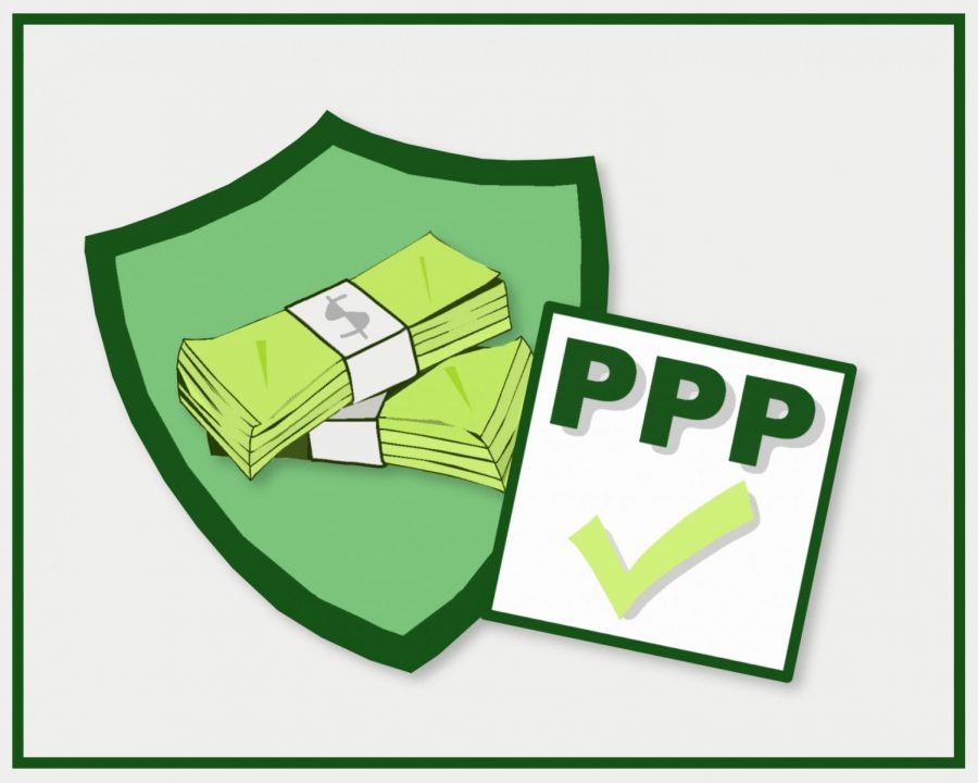 Illustration of money and PPP sign
