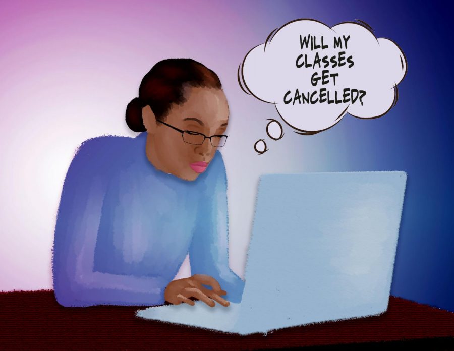 graphic of woman sitting at a computer
