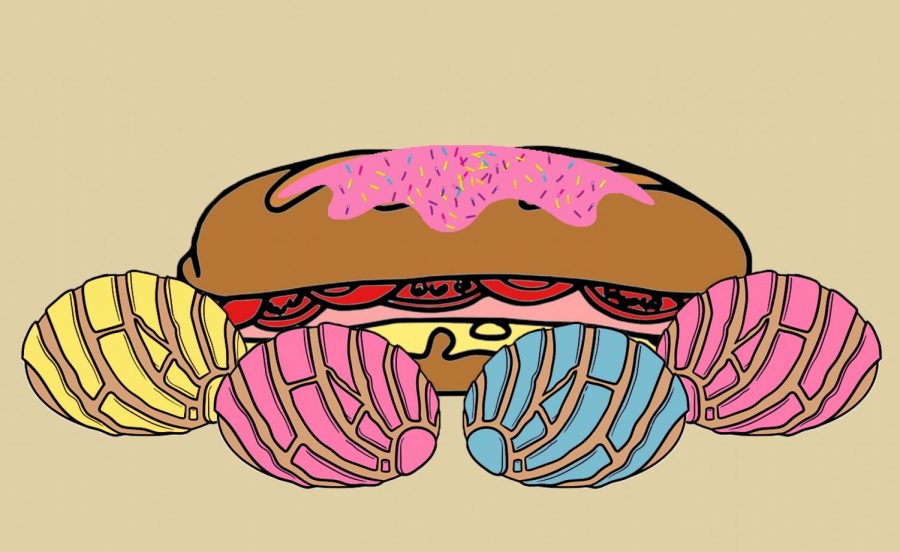 Subway bread illustration with conches
