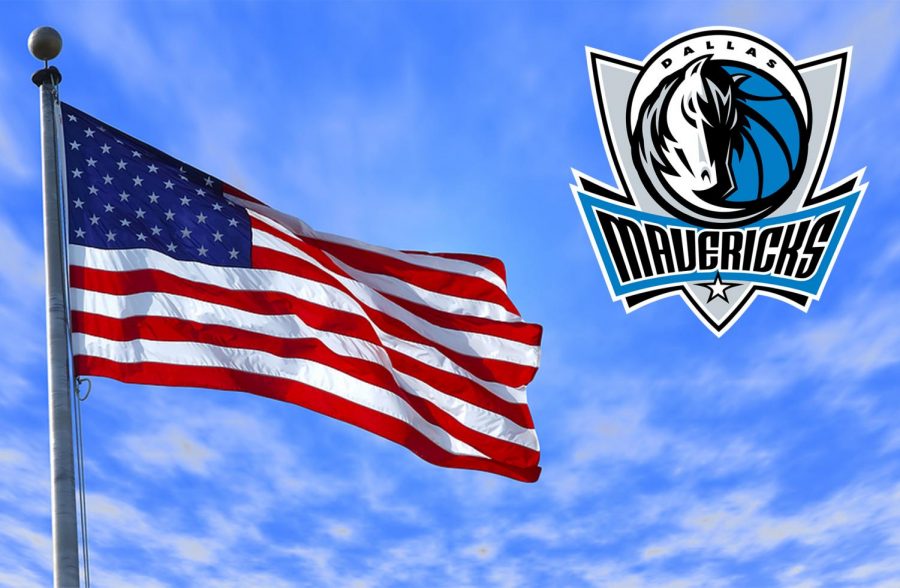 illustration of US flag and Mavericks logo