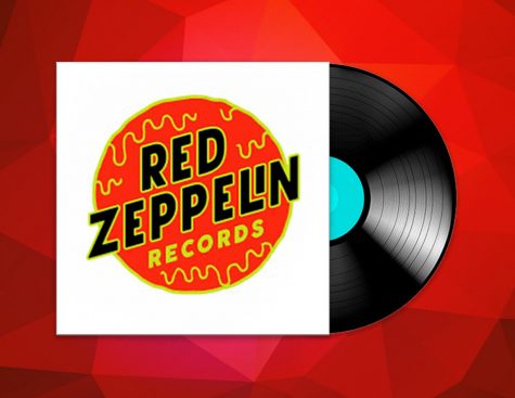 Illustration of Red Zeppelin logo with record