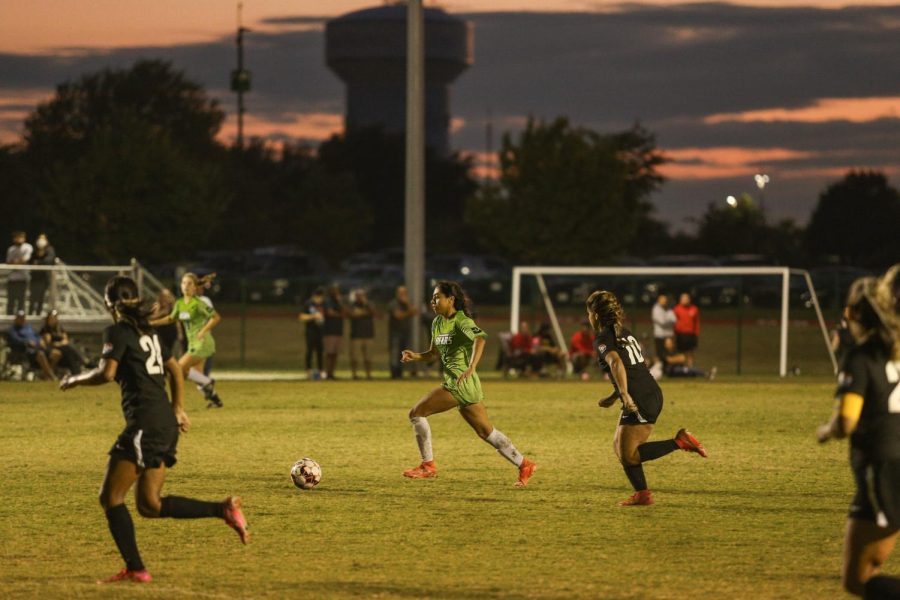 Photo of Brookhaven womens soccer team playing