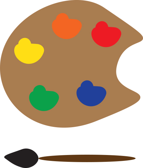 Illustration of paint palette and brush