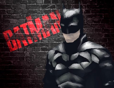 Illustration of Batman standing next to Brick Wall