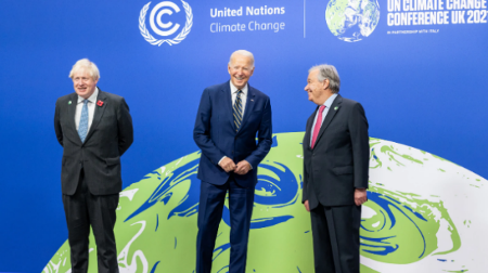 Photo of Biden at Climate Change conference on Nov. 1