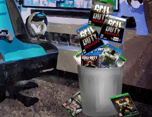 Illustration of Call of Duty in the trash