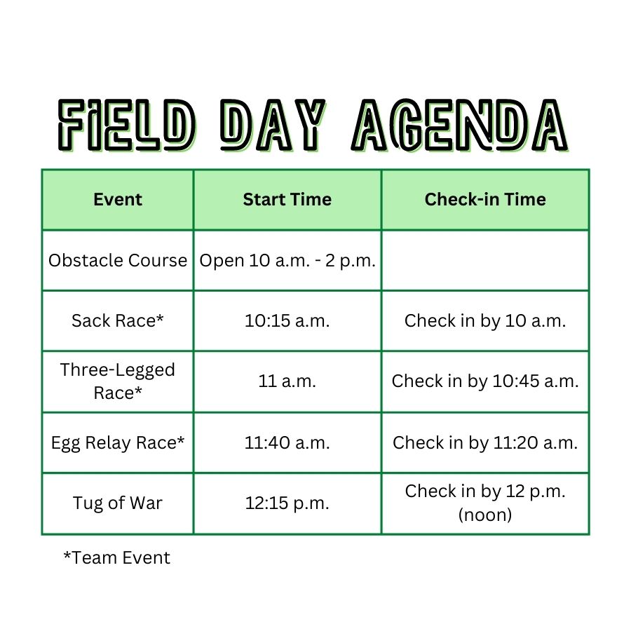 Field day agenda table
