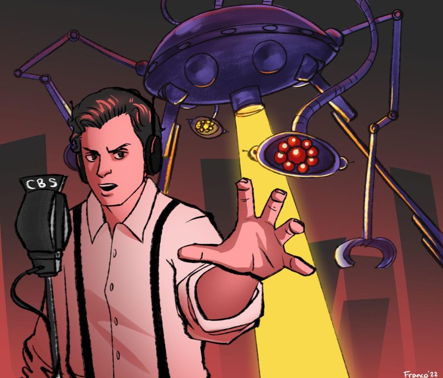 Illustration of the War of the Worlds broadcast