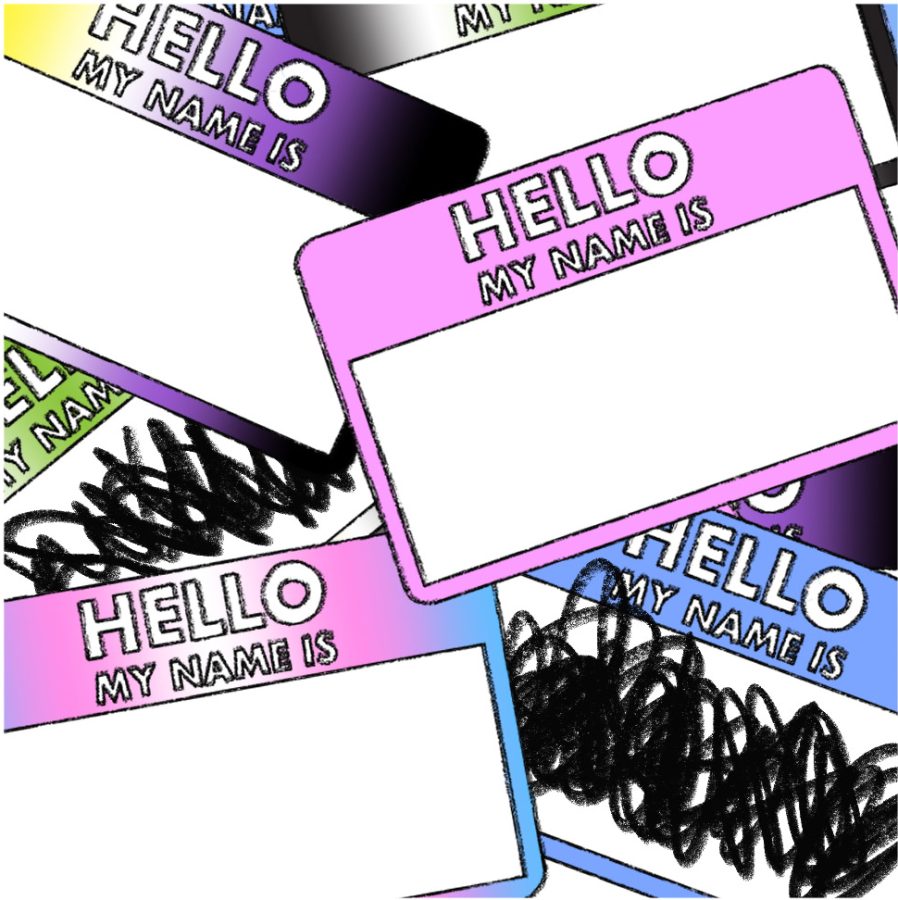 Hello my name is stickers of varying colors