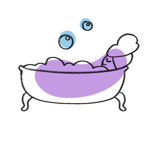 person in bubble bath