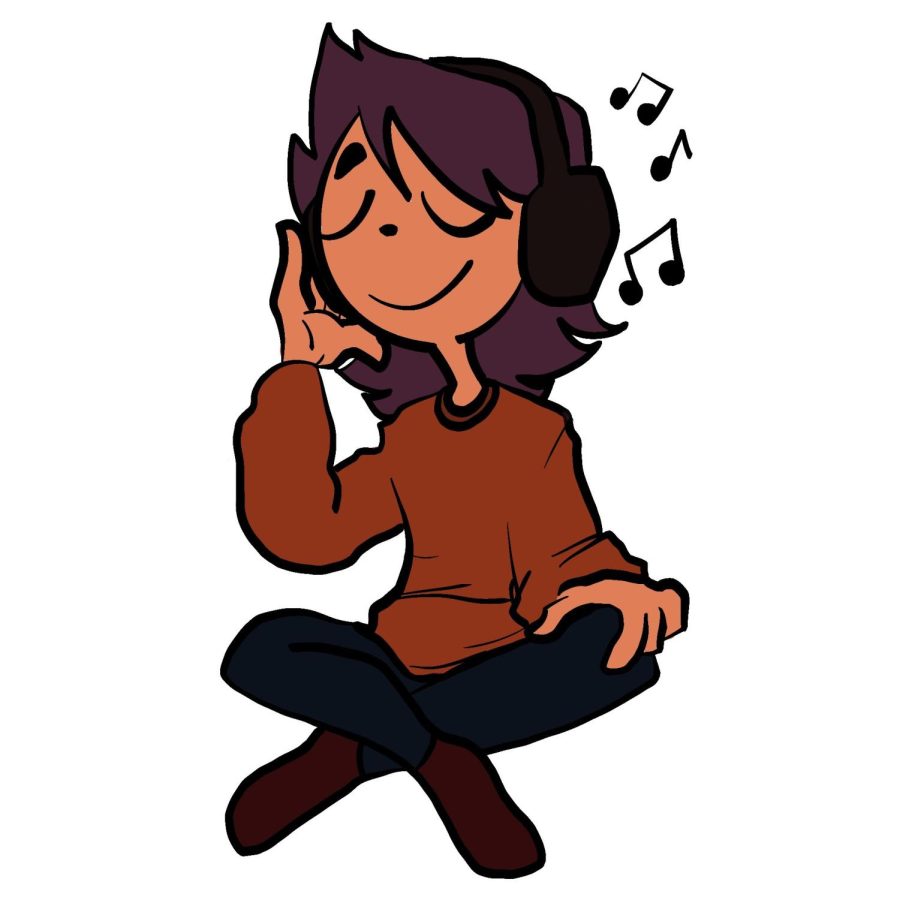 a boy listening to music
