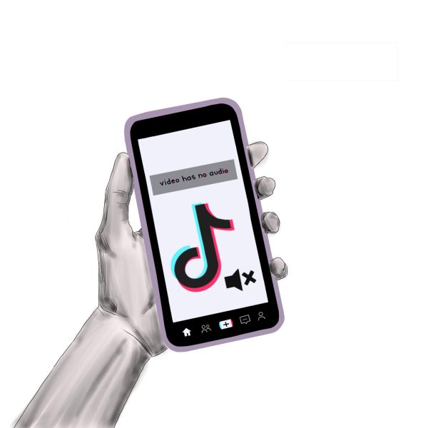 Illustration of hand holding a cellphone with TikTok logo.