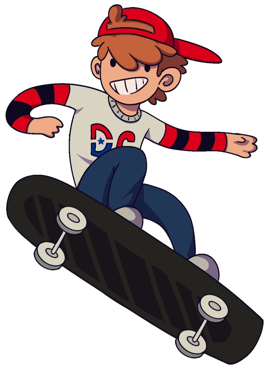 Boy on skateboard.