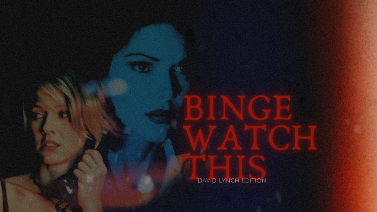 A lady in the phone; binge watch this poster.