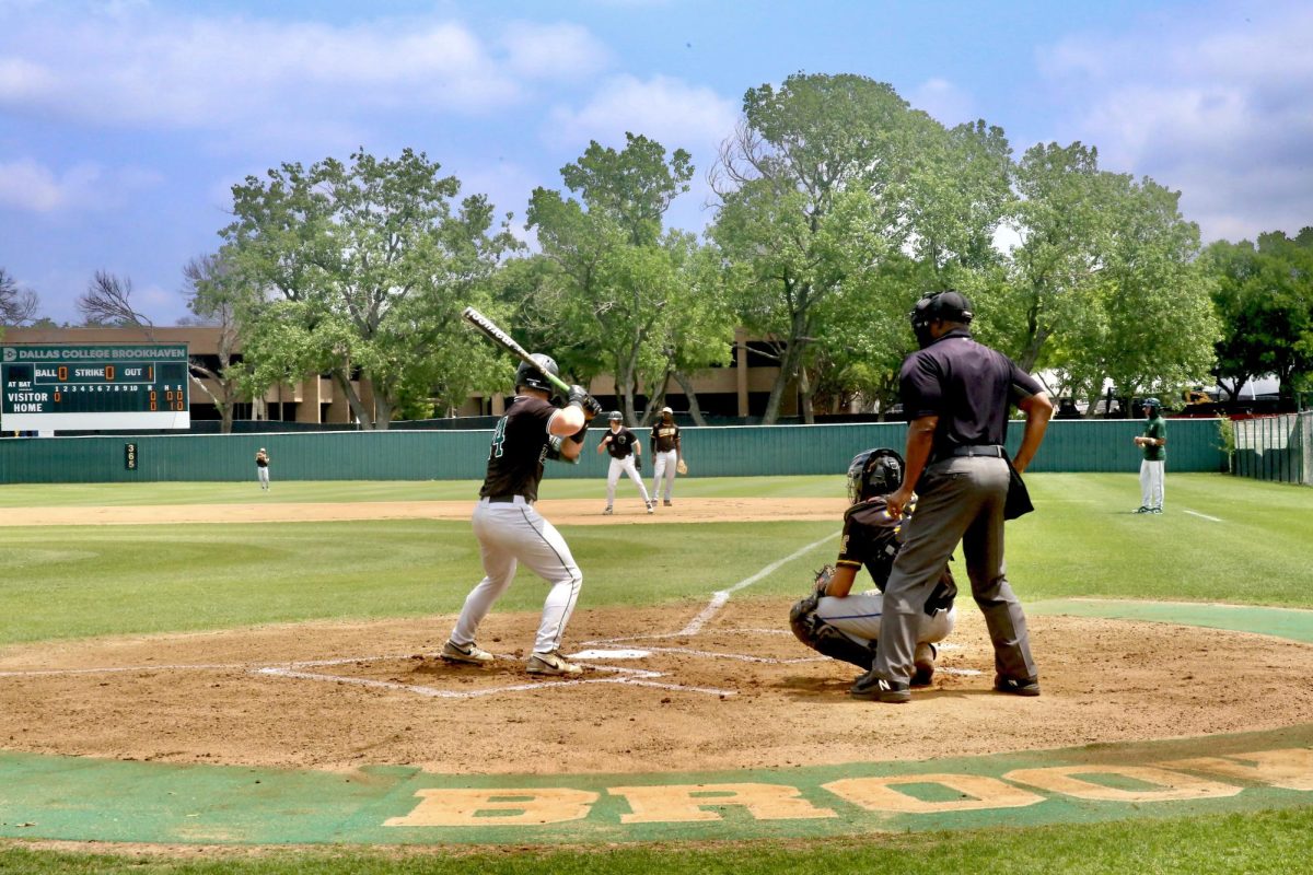 Brett Petillo (#24) gets ready to take a swing with the bat during the April 25 home game.