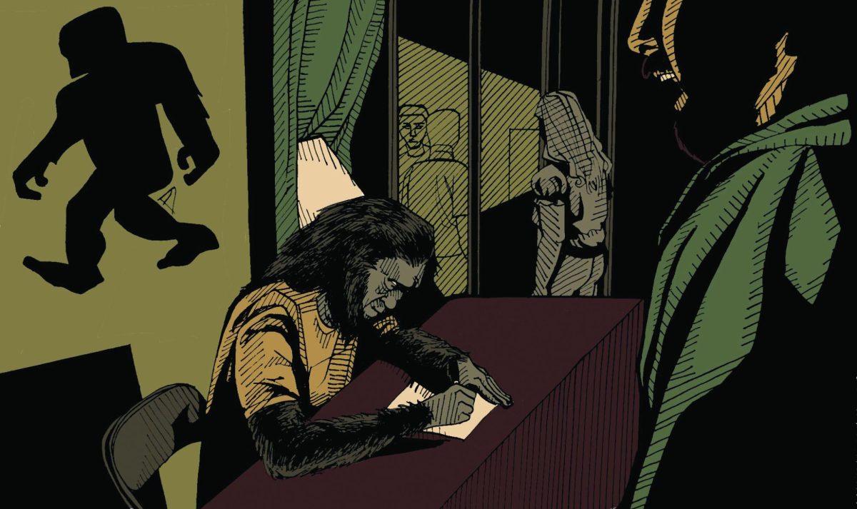 Bigfoot signing autographs in bigfoot convention.