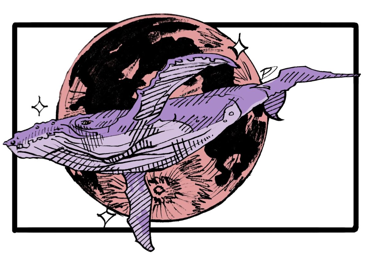 A purple alien whale taken from “Whalen 52,” a song off their album “The Most Beautiful Moment in Life Part 2.”