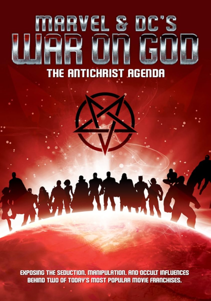 Movie poster for Joe Schimmel's documentary, "Marvel & DC's War on God".