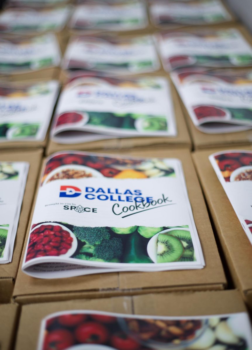 At Adulting 101: Broke and Brilliant, these boxes of non-perishable food items were handed out freely with copies of the Dallas College Cookbook.